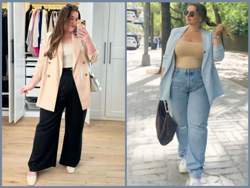 quần ống loe phối với áo gì cho người mập