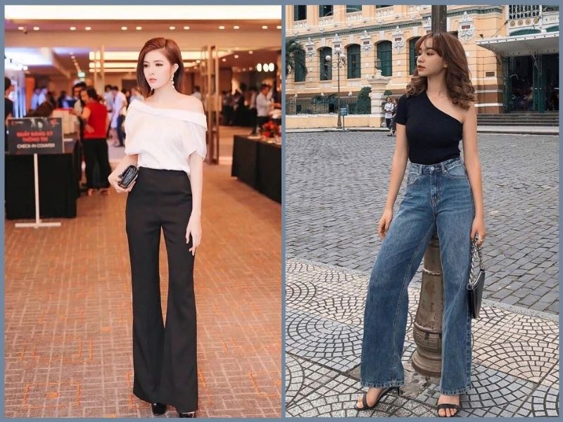 áo phối quần ống loe