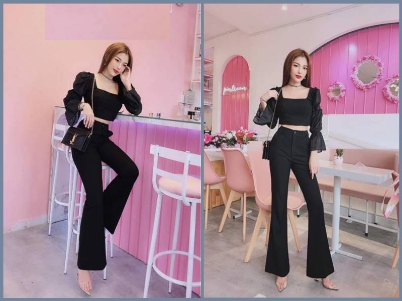 quần ống loe nên mặc với áo gì