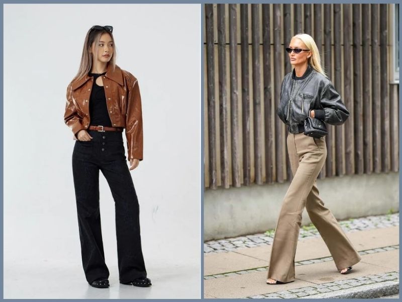 quần ống loe mặc với áo gì