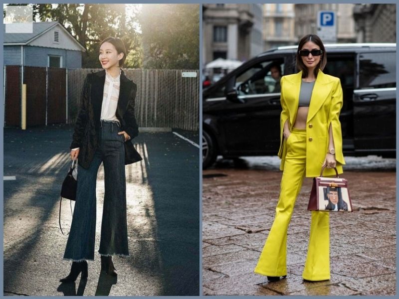 quần ống loe mặc với áo gì