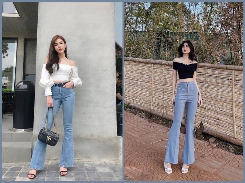 phối đồ với quần ống loe