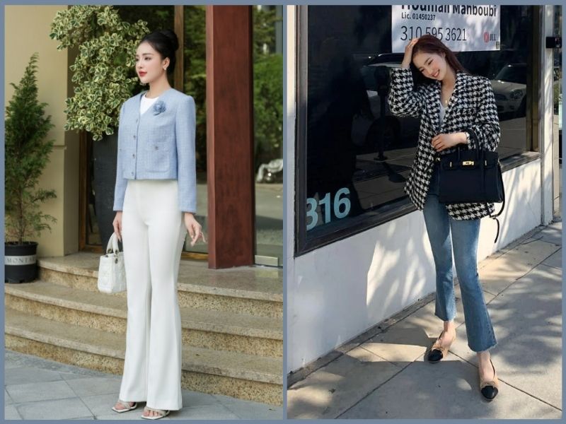 quần ống loe mặc với áo gì