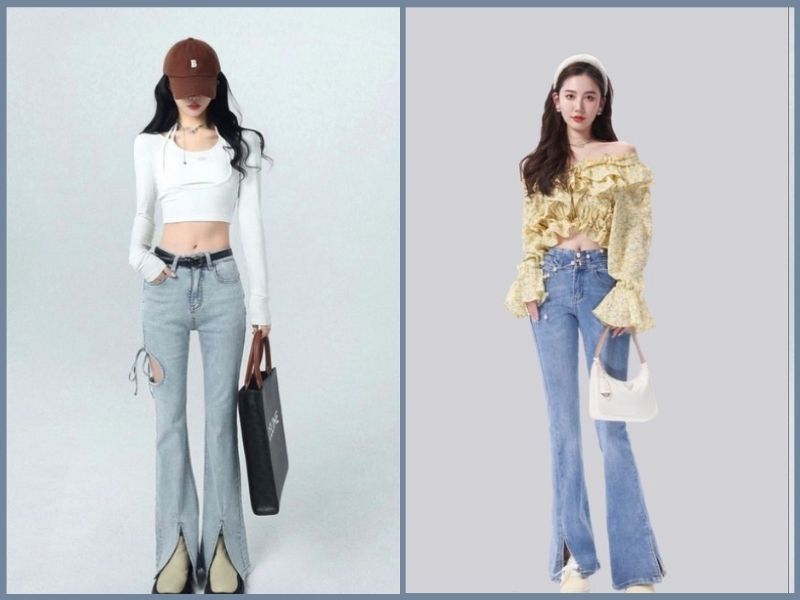 cách phối đồ với quần ống loe