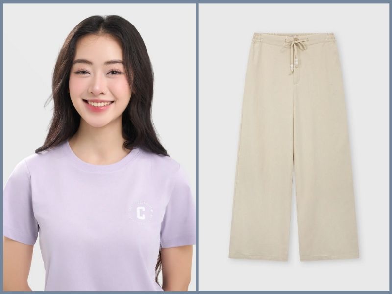 cách phối đồ với quần ống rộng cho người lùn