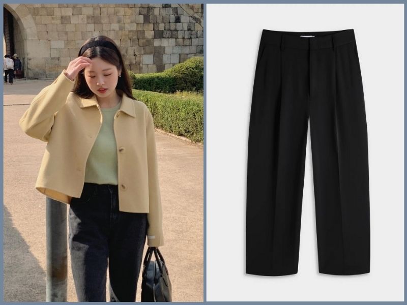 phối đồ với quần ống rộng cho người lùn