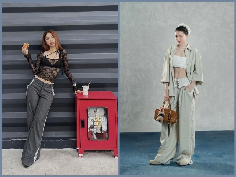 phối quần ống rộng cho người lùn