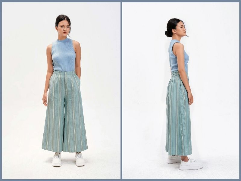 phối đồ với quần ống rộng cho người lùn