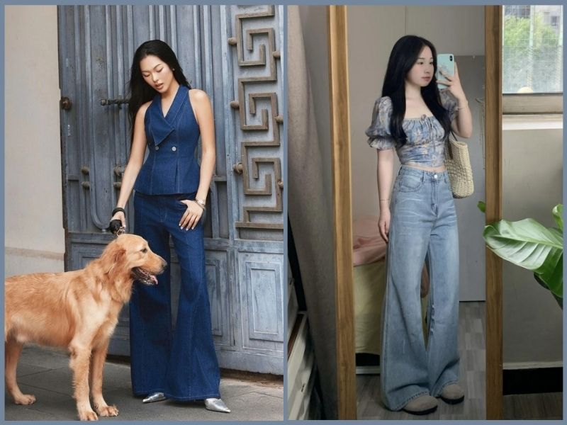 phối đồ với quần ống rộng cho người lùn