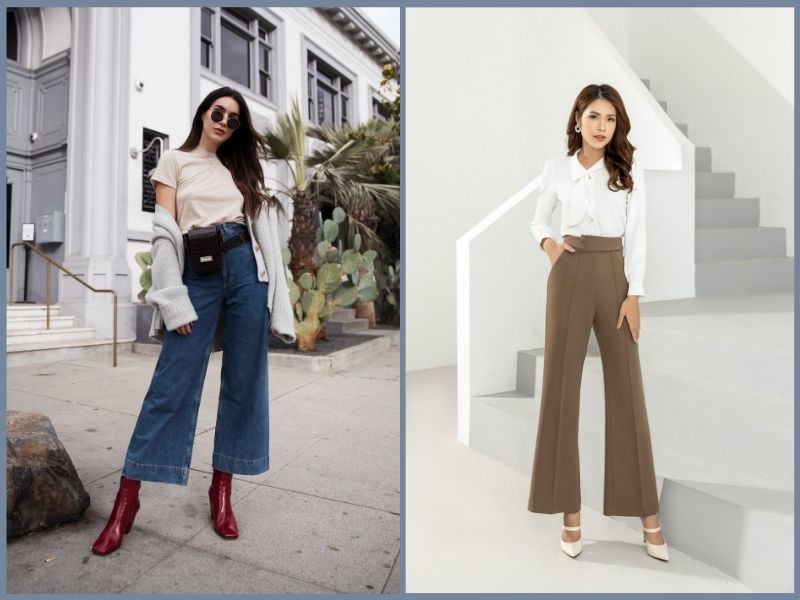 cách mặc quần ống suông cho người thấp