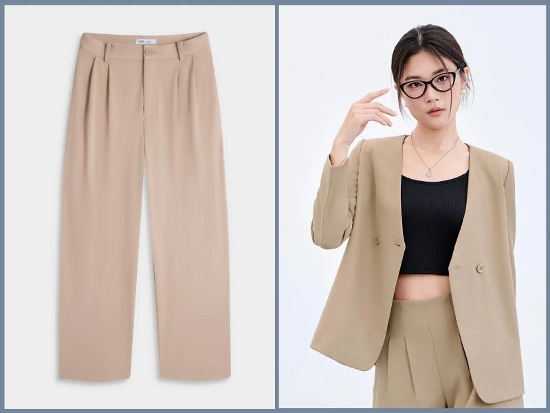 phối đồ với quần ống rộng cho người lùn