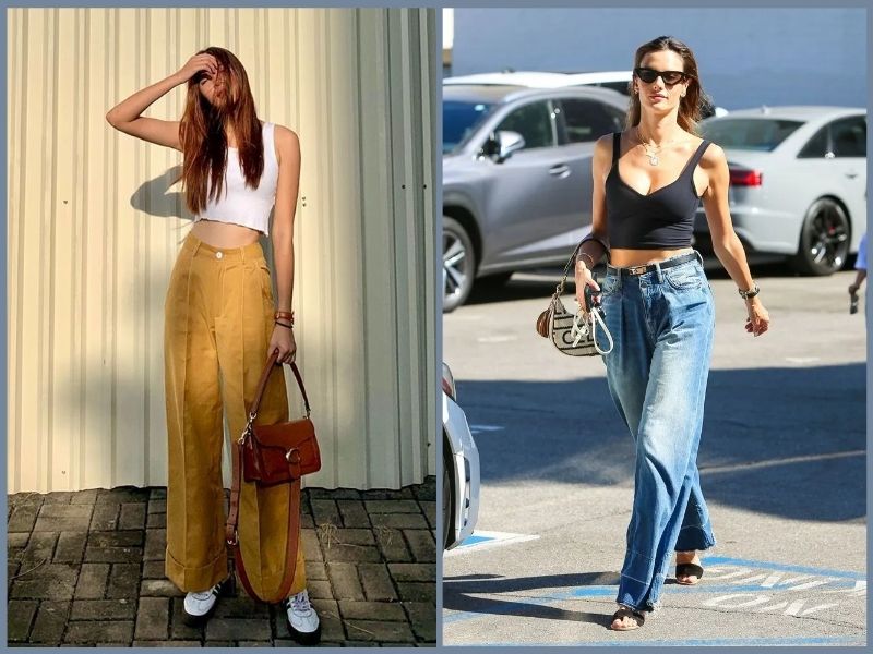 cách phối quần ống rộng cho người lùn