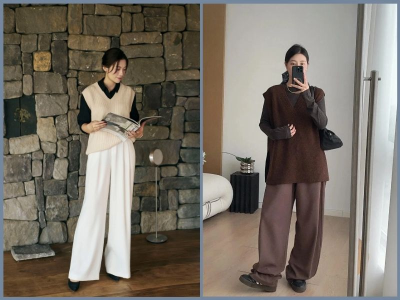 cách mặc quần ống suông cho người thấp