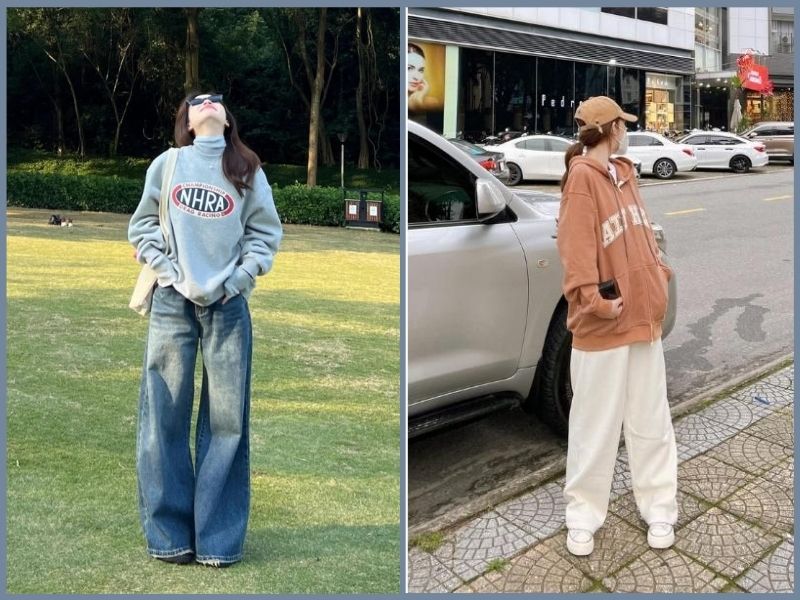 phối quần ống rộng cho người lùn