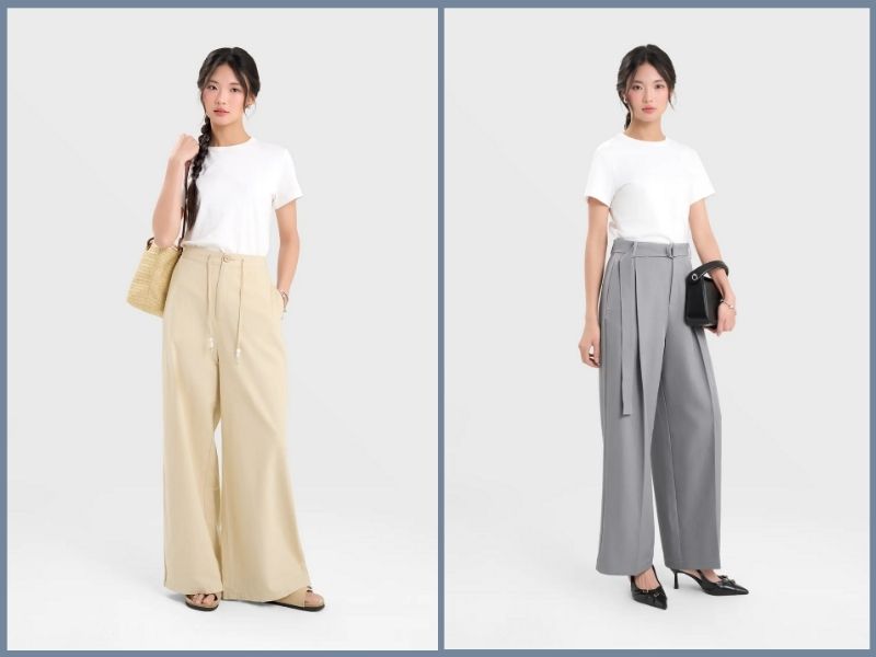 10+ cách phối đồ với quần ống rộng cho người lùn hack dáng