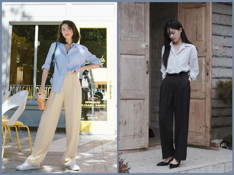 quần ống suông mặc với áo gì đẹp nữ