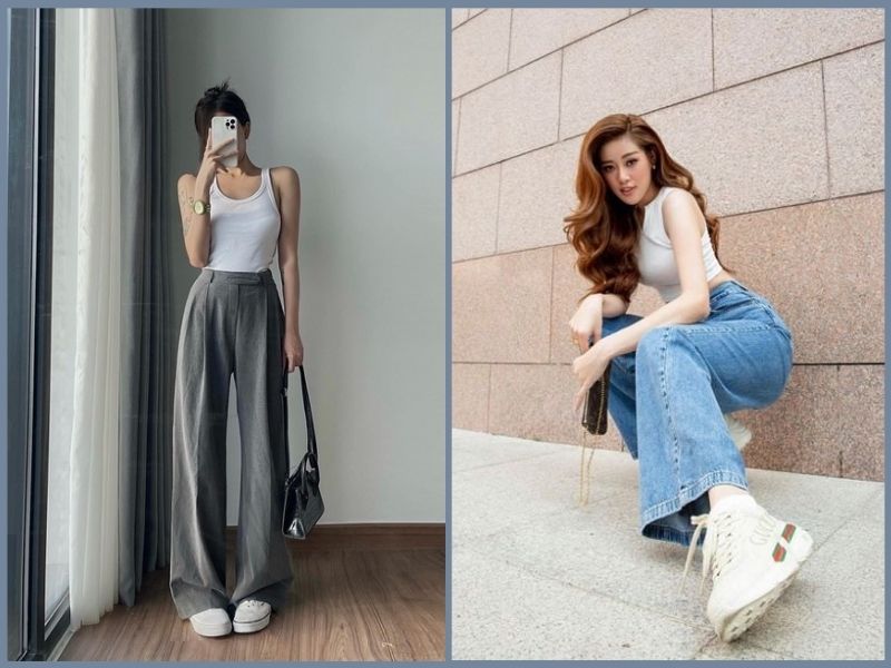 quần ống suông mặc với áo gì đẹp nữ