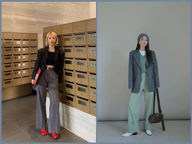 quần vải ống suông nữ mặc với áo gì