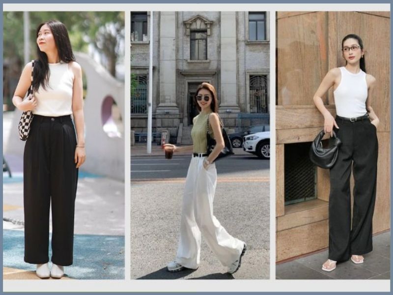 cách phối quần tây với áo thun nữ