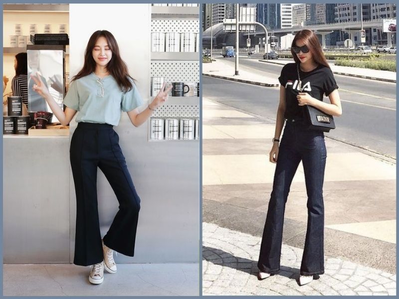 phối quần tây với áo thun nữ