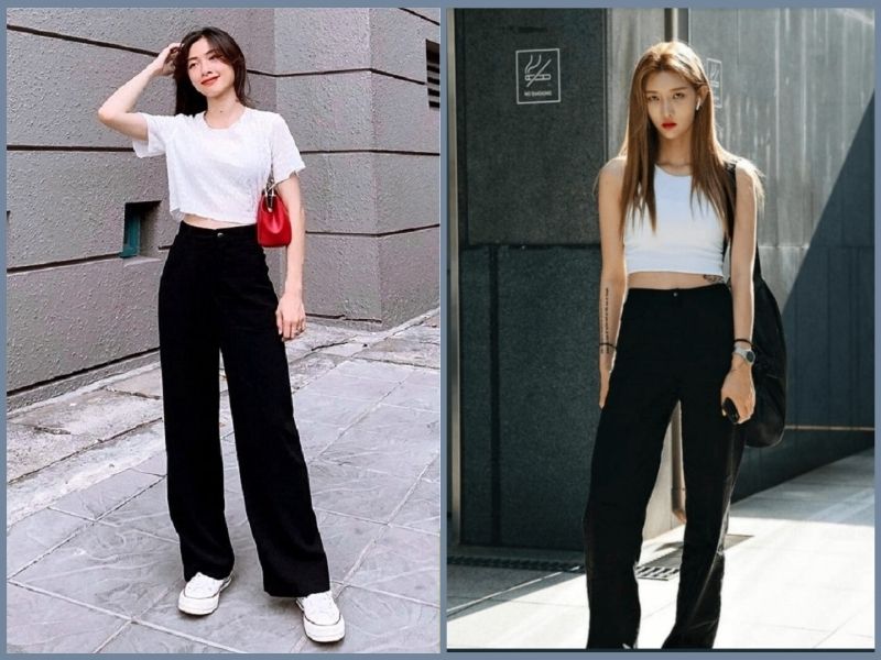 quần tây kết hợp với áo thun nữ