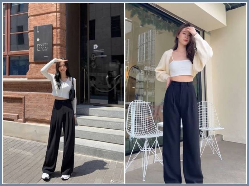 quần tây phối áo thun nữ