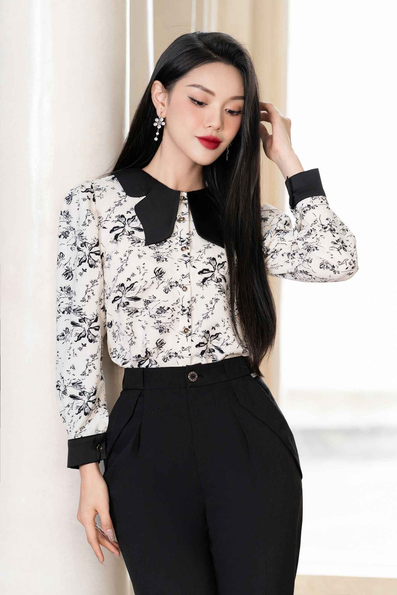 áo sơ mi nữ họa tiết