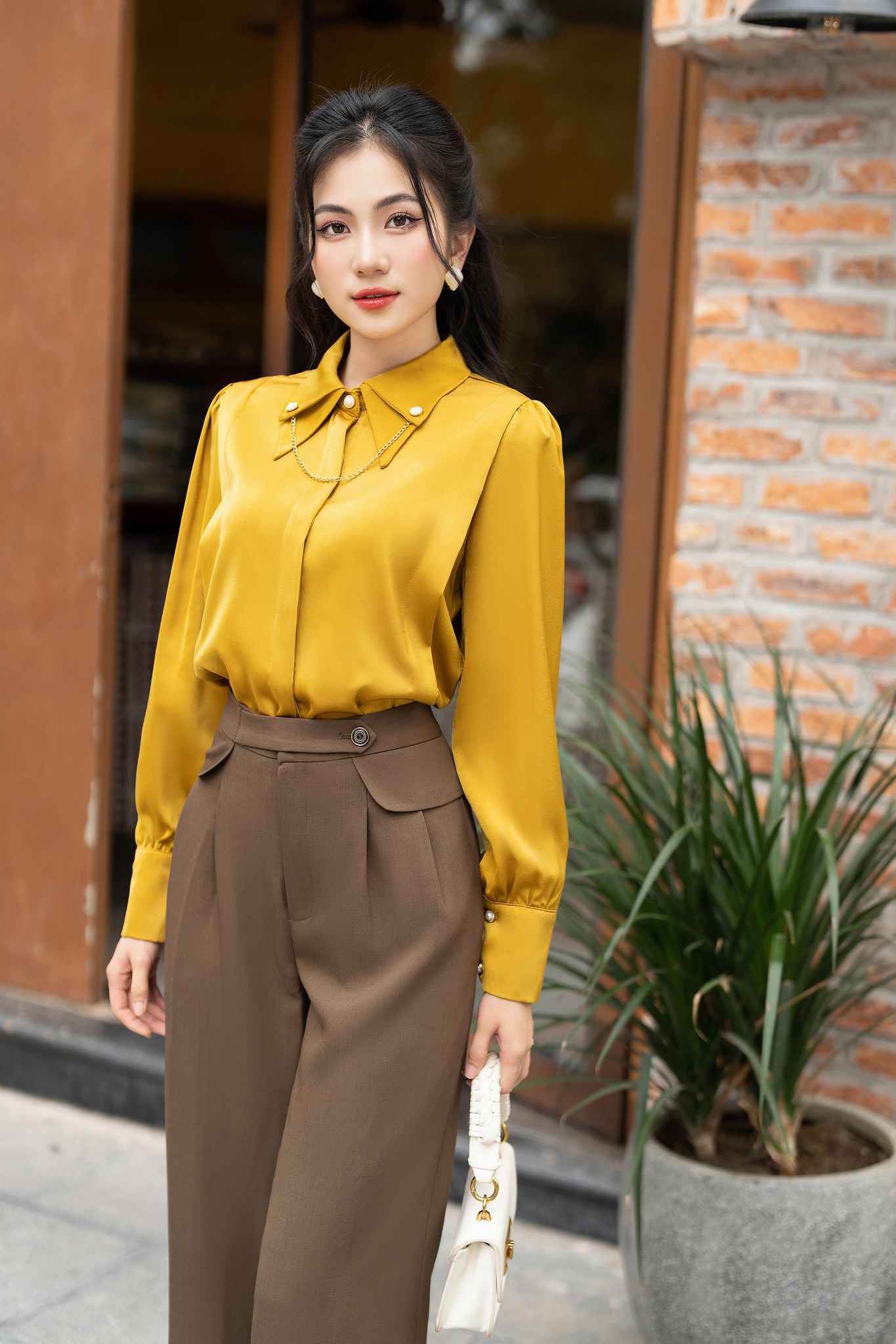 áo sơ mi nữ phối cổ hai lớp