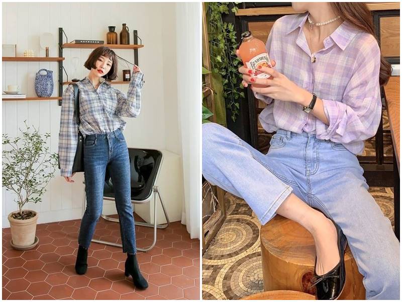 sáo sơ mi nữ quần jean