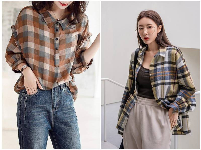 sơ mi kẻ caro hàn quốc