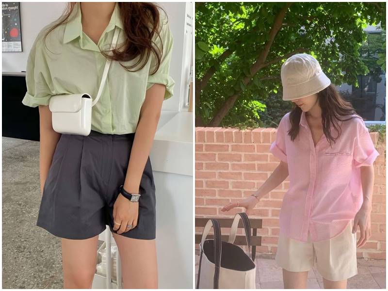 áo sơ mi nữ short