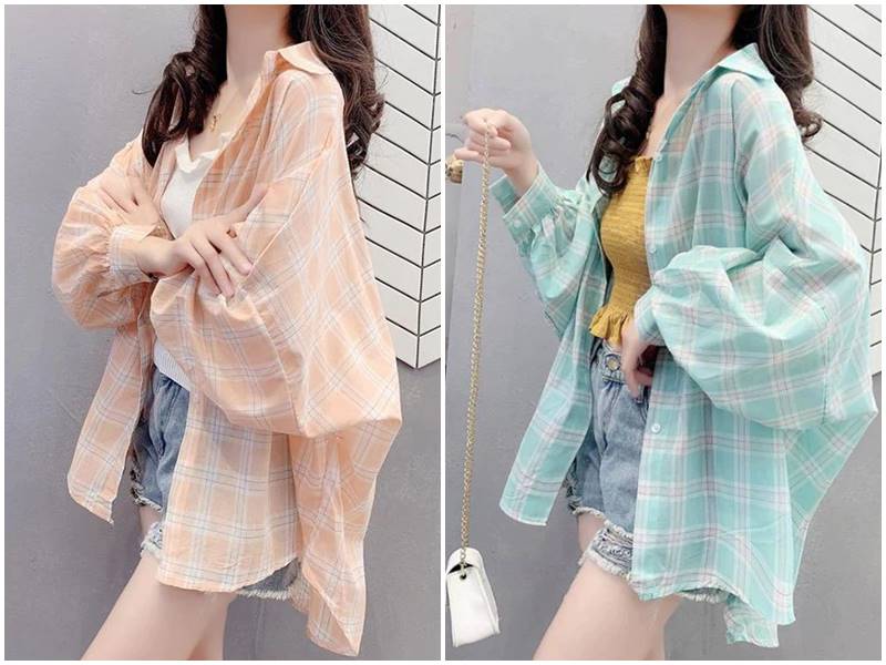 sơ mi kẻ caro hàn quốc