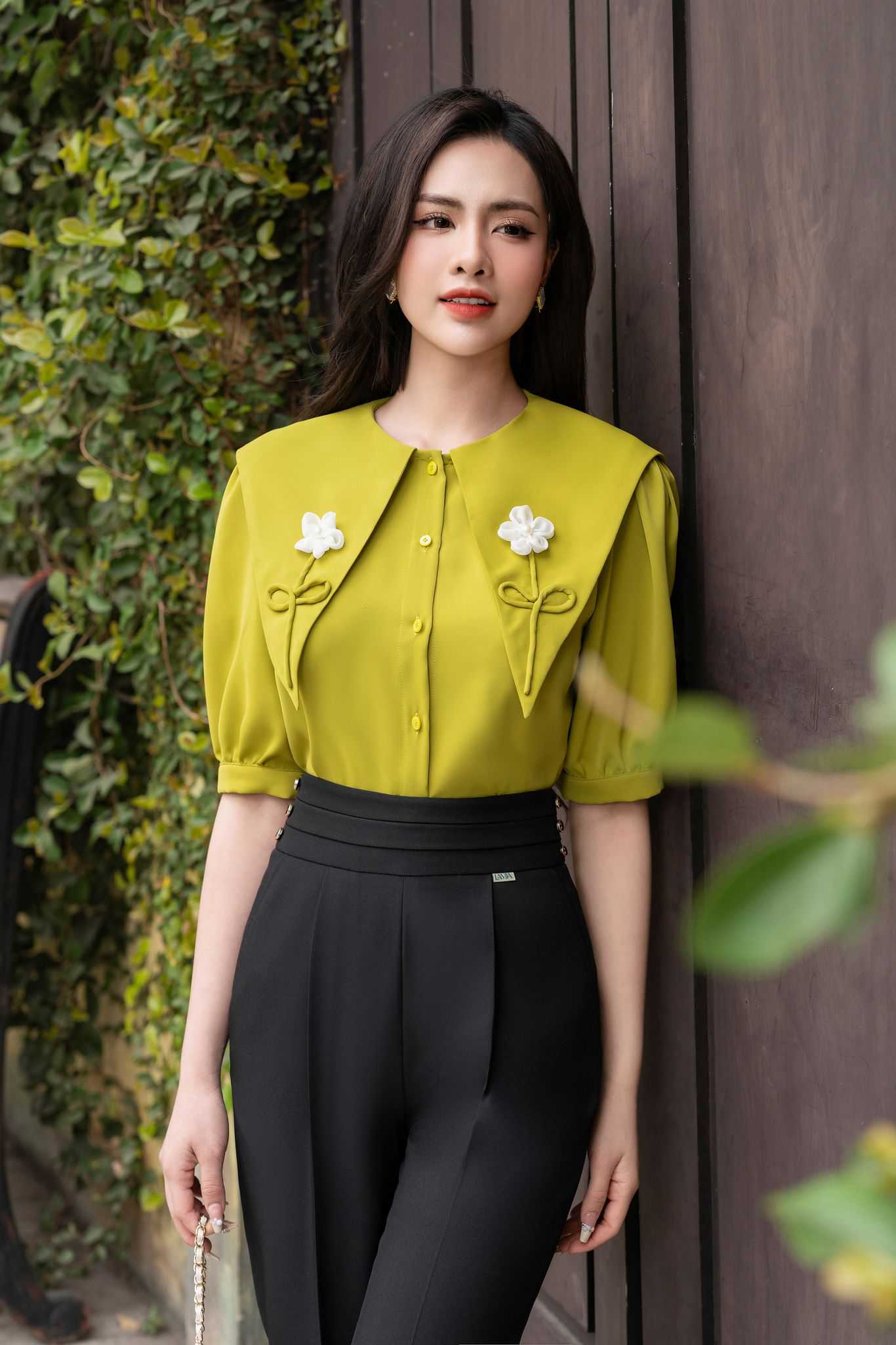 áo sơ mi nữ phối bèo ngực