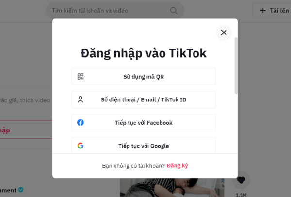 Đăng nhập vào Tiktok trên máy tính