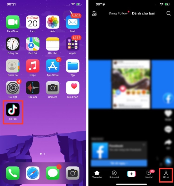 Mở ứng dụng Tiktok