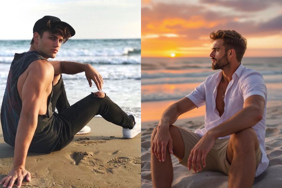 Cách tạo dáng chụp hình trầm tư ở bãi biển