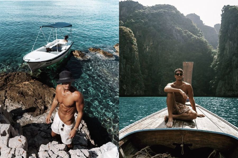 Tạo dáng chụp ảnh đi biển để khoe body quyến rũ cho nam