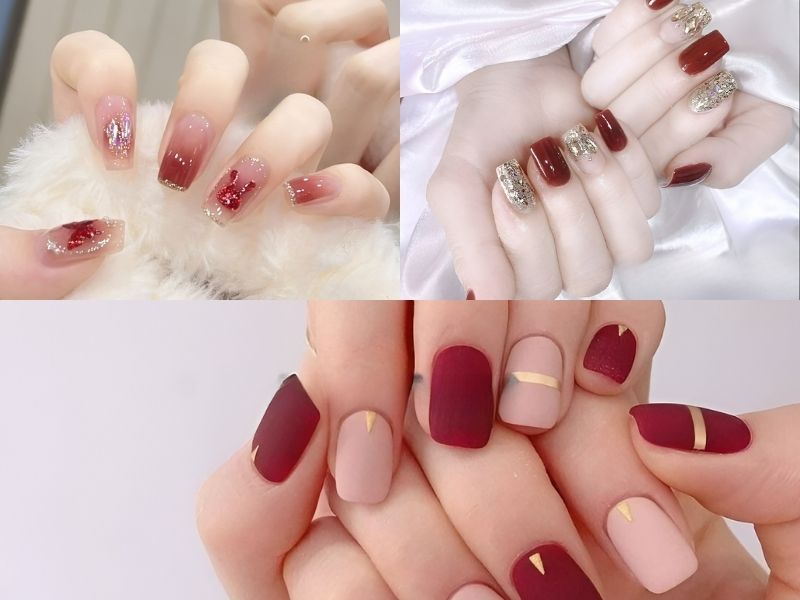 nail màu đỏ ombre
