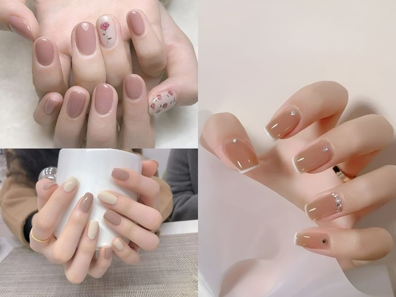 nail tone nude đơn giản
