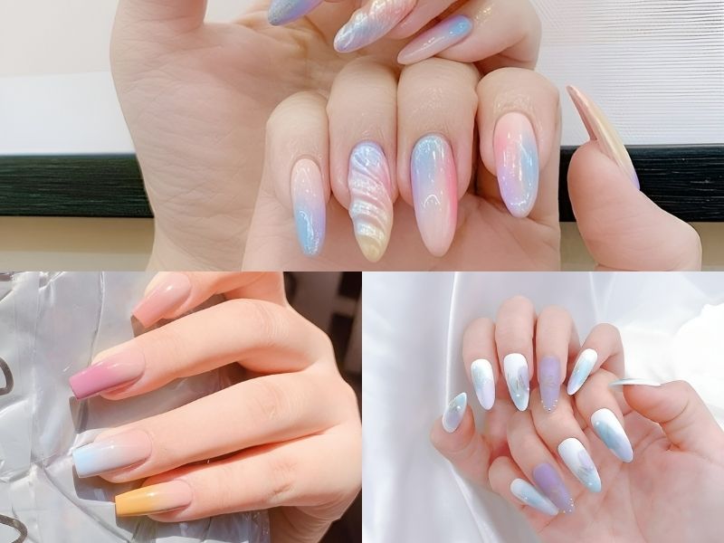 Nail ombre màu pastel