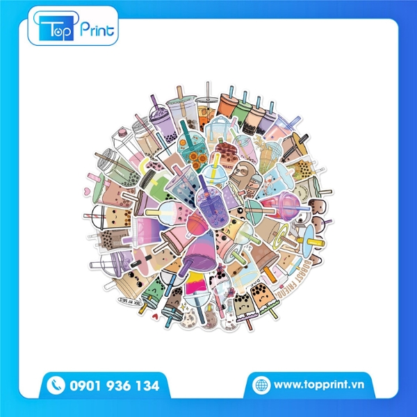 Mẫu sticker trà sữa cute vintage nhẹ nhàng