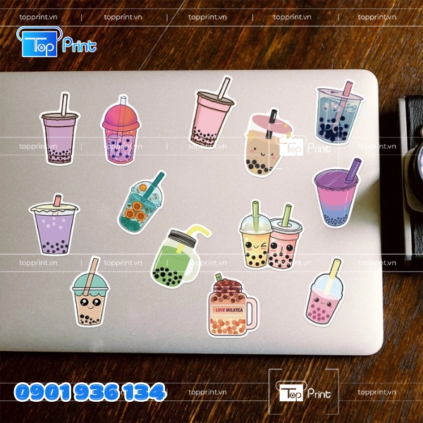 Mẫu sticker trà sữa cute in theo yêu cầu
