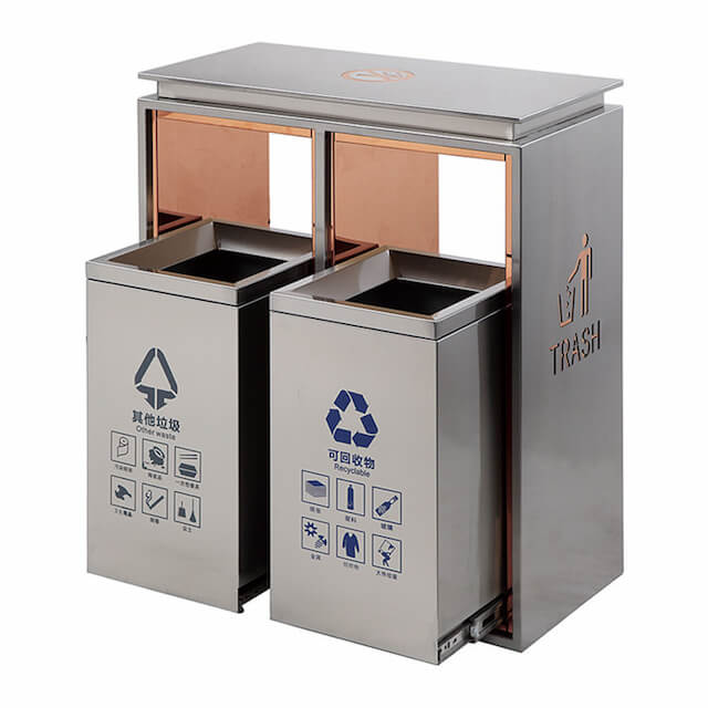 Thùng rác 2 ngăn có gạt tàn vô cùng tiện lợi