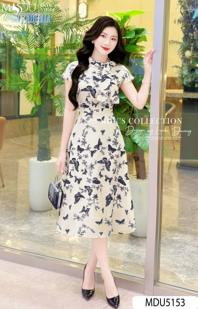 Váy Thiết Kế MDU5153 Lụa Mango Dáng Xòe