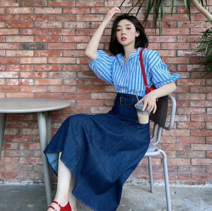 30+ TIPS Phối Đồ Với Chân Váy Jean Dài Như Fashionista