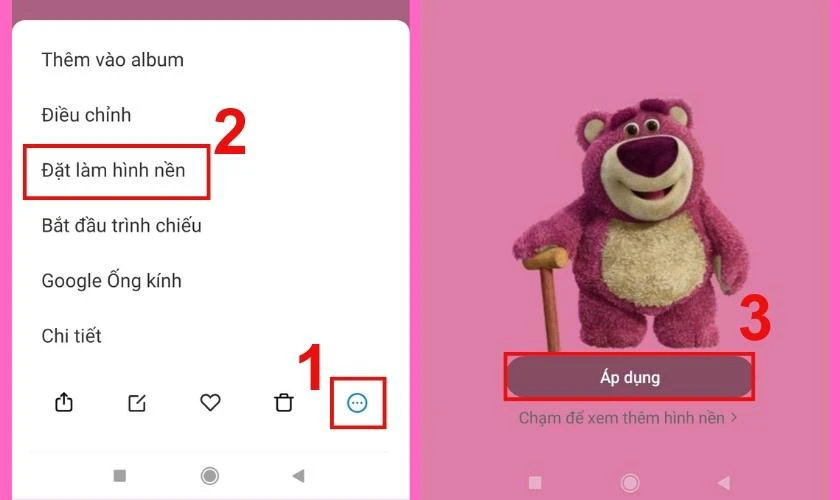 Nhấn vào tab Đặt làm hình nền và chọn Áp dụng