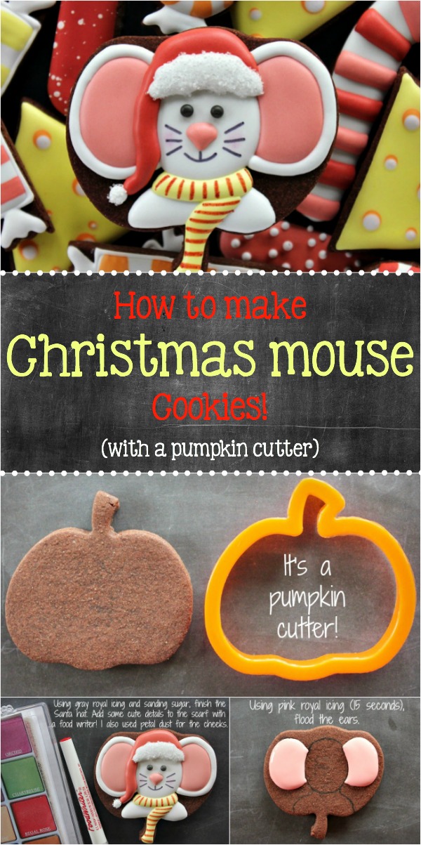 How to Make Christmas Mouse Cookies with a Pumpkin Cutter, featuring Yankee Girl Yummies via Sweetsugarbelle.com
