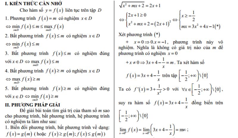 Bất phương trình và phương trình có đạo hàm