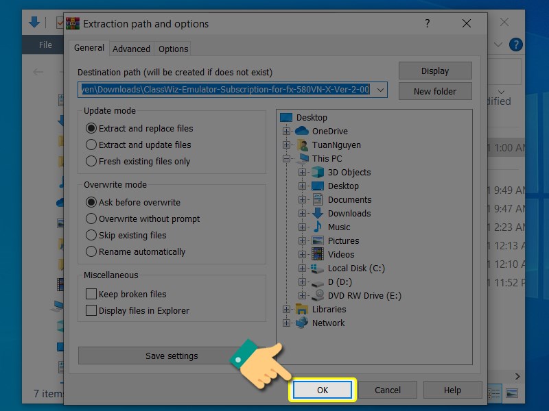 Xác nhận giải nén