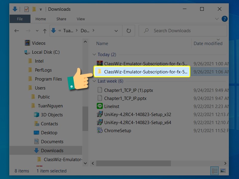 Chọn thư mục vừa giải nén